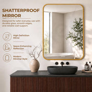 Plantex Aluminium Frame Mirror for Wall/Rectangle Wall Mount Mirror for Bedroom/Dressing Room/Living Room/Entryway - (24x32 Inch-Gold)