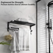 Plantex Towel Rack for Bathroom/Stainless Steel Towel Bar/24 Inch Towel Holder with Towel Rod/Bathroom Accessories - (Black)