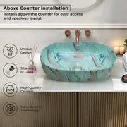 Plantex Tabletop Wash Basin for Bathroom/Designer Hand Wash Sink /Oval Countertop Bathroom Sink/Home/Office (21.5 x 13.5 x 6 Inch)