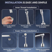 Plantex Water Saving Kitchen Tap Extender/2 Mode ABS Flexible Tap Extension With Aerator/360° Neck Rotation -(Chrome, APS-N-3)
