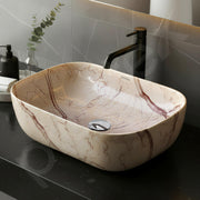 Plantex Ceramic Tabletop Sink/Basin for Bathroom/Wash Basin with Brown Veins/Basin for Living Room, Hotel (Marble Finish, 18 x 13 x 5.5 Inch)