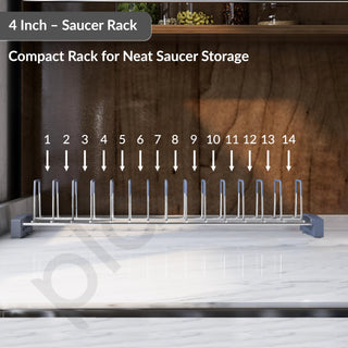 Plantex Stainless Steel Saucer/Thali Stand/Plate Rack-Stand/Dish Rack/Plate Fixer for Modular Kitchen/Tandem Box Accessories - Set of 3 (Chrome)