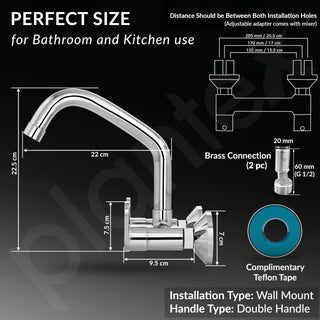 Plantex Pure Brass Kitchen Sink Tap/Sink Mixer Tap Hot and Cold/Kitchen Taps for Home Sink with Brass Wall Flange and Teflon Tape-7 Year Warranty by Plantex (ORN-215-Chrome)