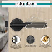 Plantex Heavy Duty Bathroom Door Lock/Mortise Keyless Handle Set for Home/Store Room/Bathroom/Balcony/Office with Baby Latch (Black)