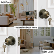 Plantex Stainless Steel Door Locks For Bedroom/Main Door Lock/Cylindrical Lock Set Door Lock For Home Office Hotel (Brass Antique)
