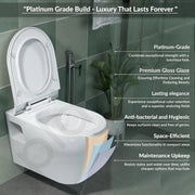 Plantex Ceramic Commode for Toilet/Rim Washdown Western Commode/P Trap Wall Hung Toilet for Bathroom with Soft Close Seat Cover - (White)
