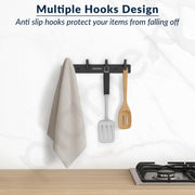 Plantex Wall Hooks for Hanging Cloth/Stainless Steel Towel Hangers/Bathroom Robe Hooks/Door Hangers/Round Wall Hook/Hook Rail for Hanging Keys - 4 Hooks (Pack of 2, Z-Black)