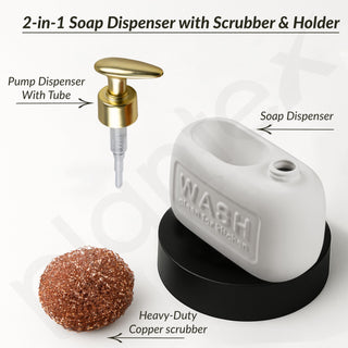 Plantex Ceramic Soap Dispenser with Scruber/Liquid Soap Dispenser/Sink Dish Washing Soap Dispenser Set/Soap Dispenser for Wash Basin Ceramic - Bathroom Accessories