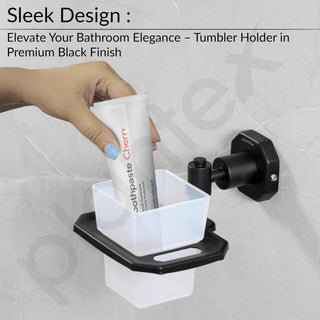Plantex 304 Grade Stainless Steel Tooth Brush Holder/Tumbler Holder for Wash Basin/Bathroom Accessories - Nipron (Black)