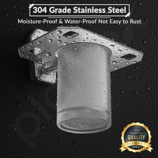 Plantex Tumbler Holder for Bathroom/304 Grade Stainless Steel Toothbrush Holder/Toothpaste/Razor Holder/Bathroom Accessories - Pack of 1 (PM-2406, Chrome)