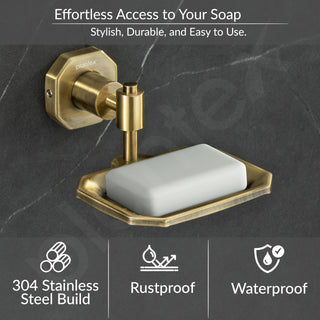 Plantex 304 Grade Stainless Steel Soap Holder for Bathroom/Soap Dish/Soap Stand for Kitchen Sink/Soap Case/Bathroom Accessories- Nipron (Brass Antique)