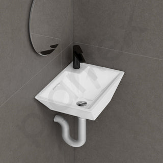 Plantex Platinum Ceramic Wall Mounted Basin/Corner Basin/Wash Basin for Bathroom/Wall Hung Washbasin/Sink for Restaurant, Hotel/10 Years Glaze Warranty by Plantex (Candy -15 x 11 x 5 Inch)