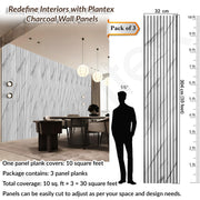 Plantex PVC Wall Panel/Louvers Panel for Wall/3d Wall Panel for Interior Wall DÃ©cor/Eco-Friendly Fluted Panel for Wall/- Pack of 3 Covers - 30 Sq.Ft (White & Black, 1ft x 10Ft)