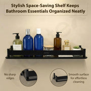 Plantex Stainless Steel Shelf for Bathroom/Multipurose Bath Room Wall Shelf/Bathroom Organiser with Drill (18 x 5 Inch, Black)
