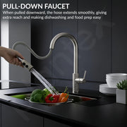 Plantex Pull-Down Kitchen Sink Tap/Pure Brass Sink Tap for Kitchen Basin with 360â° Swivel Spout/Kitchen Sink Faucet- (2045, Matt)