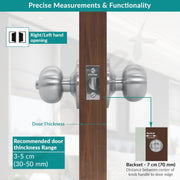 Plantex Bathroom Door Lock - Keyless Cylindrical Lock for Bathroom/Balcony/Tubular Door Knob/Handle (Without Key-Matt)