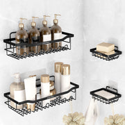 Plantex Self Adhesive Bathroom Combo - Plantex Bathroom Shelf/Soap Dish/Multipurpose Bathroom Organizer/Soap Holder/Bathroom Accessories - Combo (Black)