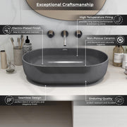 Plantex Wash Basin for Bathroom/Tabletop Designer Ceramic Basin/Countertop Wash Basin for Home/Office (Metalic grey - 22 x 14 x 6 Inch)