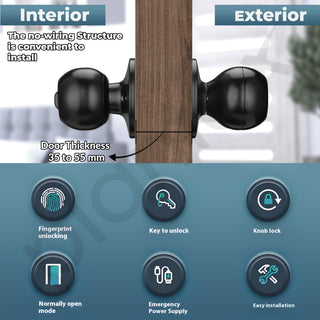 Plantex Aluminium Smart Door Lock/Cylindrical Smart Lock For Wooden Door/Digital Fingerprint Smart Door Lock With 2 Keys For Home/Office/Hotel - (Black)