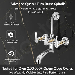 Plantex Wall Mixer for Bathroom 2 In 1 with Overhead Shower Provision and Long Bend Pipe/Mixer Tap for Bathroom with Water Saving Nozzle-7 Year Warranty (AQ-1418-Mirror Chrome)