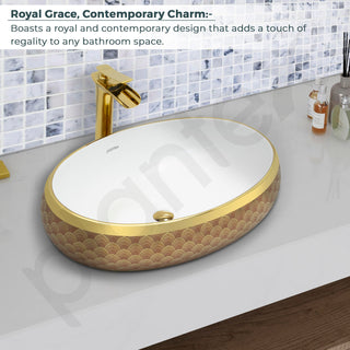 Plantex Ceramic Basin for Bathroom/Designer Table Top Wash Basin/Countertop Vessel Sink for Home/Restaurant/Hotel (24 x 16 x 6.5 Inch)