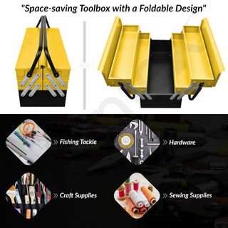 Plantex Tool Box Empty/18" Metal Tool Organizer 5- Compartments Metal Tool Boxs/Empty Tool Boxs/Tools Organizer Box - (Yellow & Black)