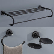 Plantex 304 Grade Stainless Steel Bathroom Accessories Set of 3 - Towel Stand/Napking Hanger/Dual Soap Holder for Bathroom - Daizy (Black)