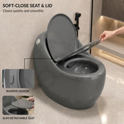 Plantex Imported Ceramic Western Toilet/Rimless Commode for Toilet/Siphonic Vacuum Jet Flush One Piece Commode With Soft Close Toilet Seat - S Trap Outlet (Glossy Grey)