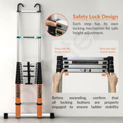 Plantex 6.2m (20.5 ft.) Aluminium Telescopic Ladder/16-Step Portable Ladder with Removable Hooks/Foldable Multipurpose Collapsible Ladder for Home & Outdoor Use/2 Year of Warranty By Plantex-(Orange)