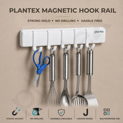 Plantex Folding Towel Rack with Magnetic Hook Rail/Stainless Steel 24 Inch Towel Holder with 5 ABS J-Shape Hooks for Bathroom/Wall Mounted Towel Stand for Clothes – Chrome
