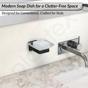 Plantex Stainless Steel Glass Soap Dish for Bathroom/Soap Holder/Soap Case/Soap Stand for Kitchen/Bathroom Accessories - Aqua (Black)