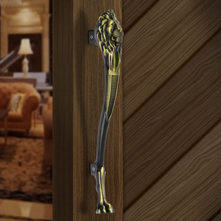 Plantex Heavy Duty Door Handle/12-inches Lion Shape Door Handle for Main Door/Door & Home Decor/Pull Push Handle for Home/Hotel- Pack of 1 (283-Brass Antique Finish) - 3 Years Warranty
