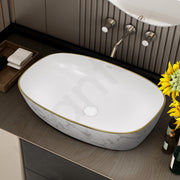 Plantex Ceramic Wash Basin for Bathroom/Table Top Ceramic Basin/Washbasin for Bathroom (White - 24 x 15 x 5.5 Inch)