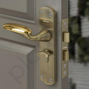Plantex Heavy-Duty Door Lock/Door Handle Lock set 6-Lever Lock Mechanism/Mortise Lock with 3 Keys, Brass Lockbody & Cylinder (8134 - Brass Antique & PVD Gold)