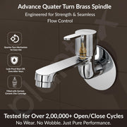Plantex Long Body Bib Cock for Bathroom with Water Saving Aerator/Wall Mount Bib Tap with Wall Flange and Teflon Tape for Bathroom-7 Year Warranty (FLO-802-Chrome)