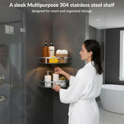 Plantex 304 Stainless Steel Corner/Bathroom Shelf/Kitchen Shelf/Wall Mount - Pack of 2 (Chrome,9x9 Inches)