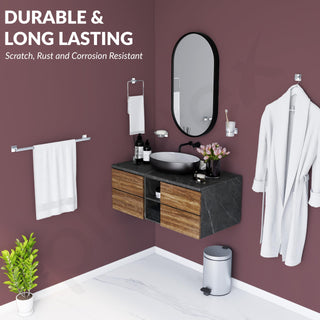 Plantex Bathroom Set/Soap Holder/Tumbler Holder/Towel Rod/Napkin Holder/Robe Hook/Bathroom Accessories - Set of 5 (Chrome)