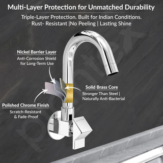 Plantex Kitchen Sink Tap with Water Saving Nozzle/Wall Mount Sink Tap for Kitchen Basin with 360° Swivel Spout-7 Year Warranty by Plantex (PRI-310-Chrome)