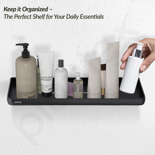 Plantex Shelf for Bathroom/Self Adhesive Wall Shelves/No Drill Bathroom Organizer/18x5 inch Shelf for Home/Office/Hotel - Pack of 1 (1502, Black)