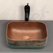 Plantex Ceramic Basin/Table Top Wash Basin for Bathroom/Designer Countertop Vessel Sink Basin - Indo-European Collection (16 x 12 x 6 Inch)