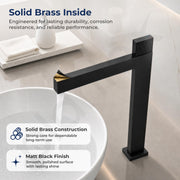 Plantex Wash Basin Mixer Tap/Brass Thermostatic Hot & Cold Basin Mixer Faucet/Deck Mount Pillar Spout for Bathroom Sink - Pack of 1 (4605, Black Matt)