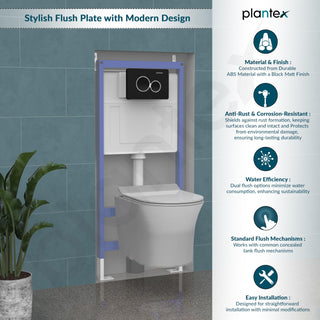 Plantex Flush -Plate/Push Plate for Toilet/Mechanical Dual-Flush Plate/Water Saving Technology - Pack of 1 (4511, Black)