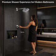 Plantex Shower Combo Set for Bathroom/Brass Single Knob Diverter/Bath Tub Spout/Shower Head For Bathroom - 8 mode/12-Inch Shower Arm - Chrome