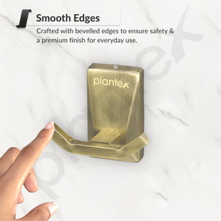 Plantex 304 Grade Stainless Steel Robe Hook/Hanger for Bathroom/Robe Hooks for Bathroom/Hooks/Bathroom Accessories - Crystal (Brass Antique)