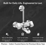 Plantex Brass Wall Mixer for Bathroom 3 in 1/L-Bend Connector for Overhead/Hand Shower/Spout Mixer Tap/Mixture Tap for Bathroom with 7-Year Manufacturer's Warranty-(Pri-319-Chrome)