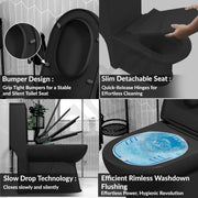 Plantex Ceramic Commode with Washbasin/Rimless Washdown Commode for Toilet/S Trap Western Toilet Combo/Bathroom Wash Basin - (Matt Black)