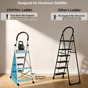 Plantex Steel Ladder for Home/Strong Foldable Wide 4 Step Ladder/Anti-Skid 4 Step Ladder - (Apex - White)