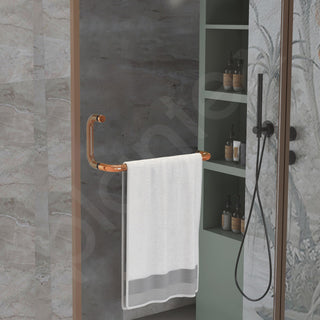 Plantex Shower Door Handle/Stainless Steel Towel Bar Combination/Towel Holder for Glass Shower Door and Bath Door Pull Handle - Pack of 1 (PVD Rose Gold)