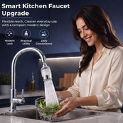 Plantex Tap Water Filter for Kitchen & Bathroom Faucet/Faucet Mounted Water Filter with Replaceable Cartridge/ABS Plastic Compact Tap Filter for Home - Chrome & White