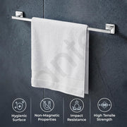Plantex 304 Grade Stainless Steel Single Towel Rod for Bathroom/Towel Hanger/Towel Holder/Bathroom Accessories - Decan (Chrome)